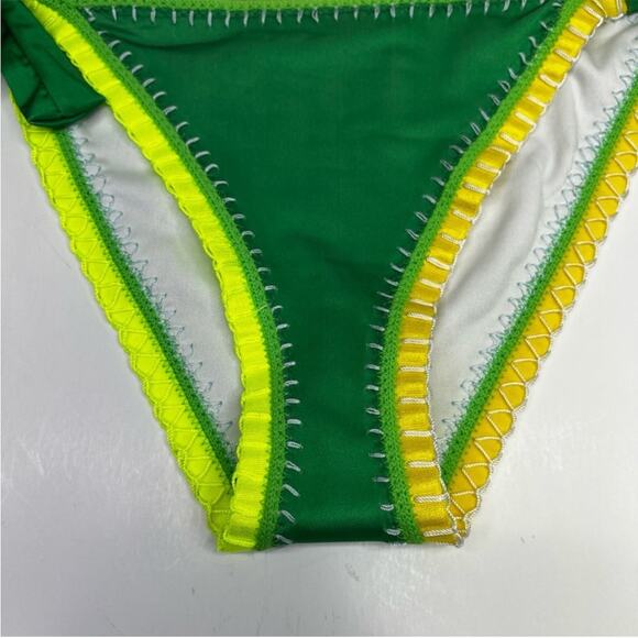 PQ Swim X Solange Ferrarini Crochet Trim Full Bikini bottoms green multi - L - Picture 5 of 11